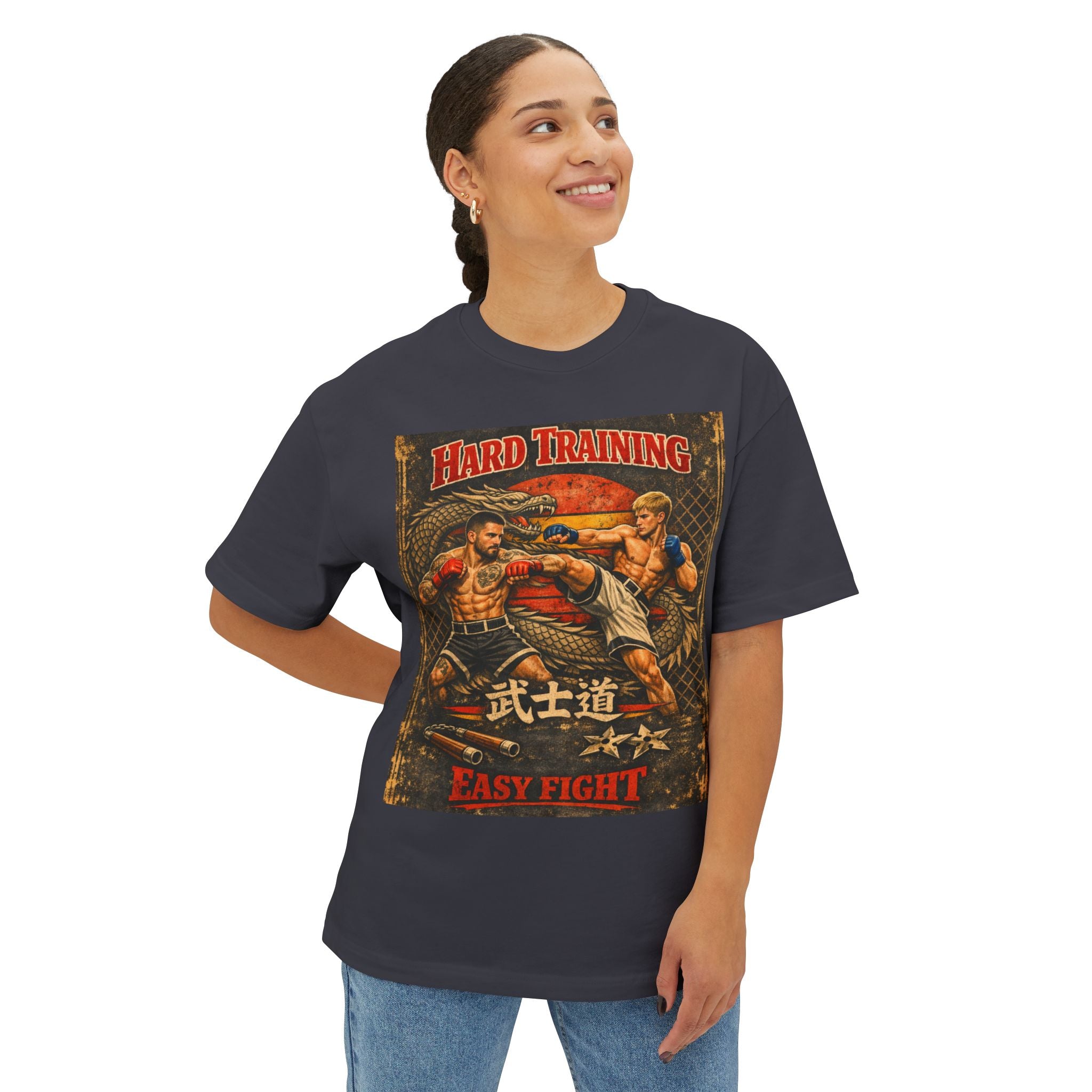 Vintage Try or Die Graphic T-Shirt "Hard Training, Easy Fight"