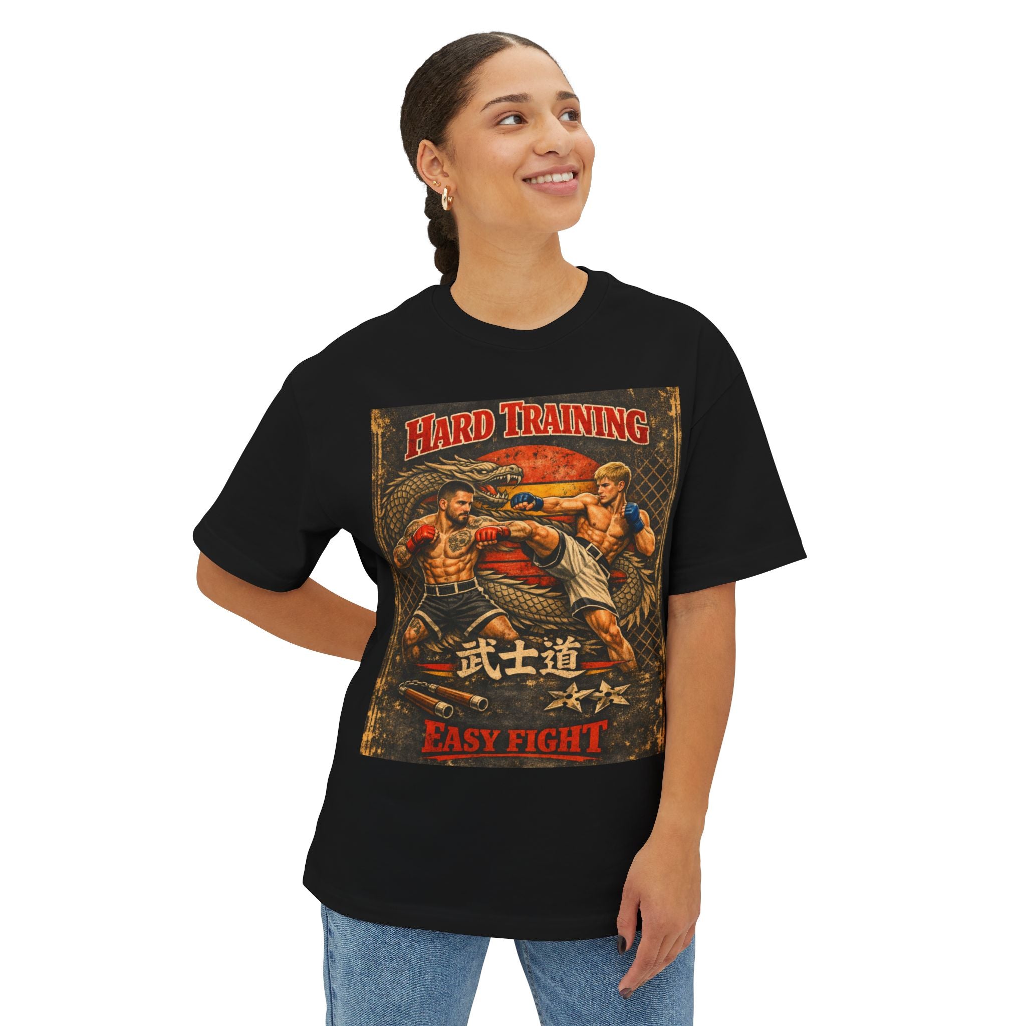 Vintage Try or Die Graphic T-Shirt "Hard Training, Easy Fight"