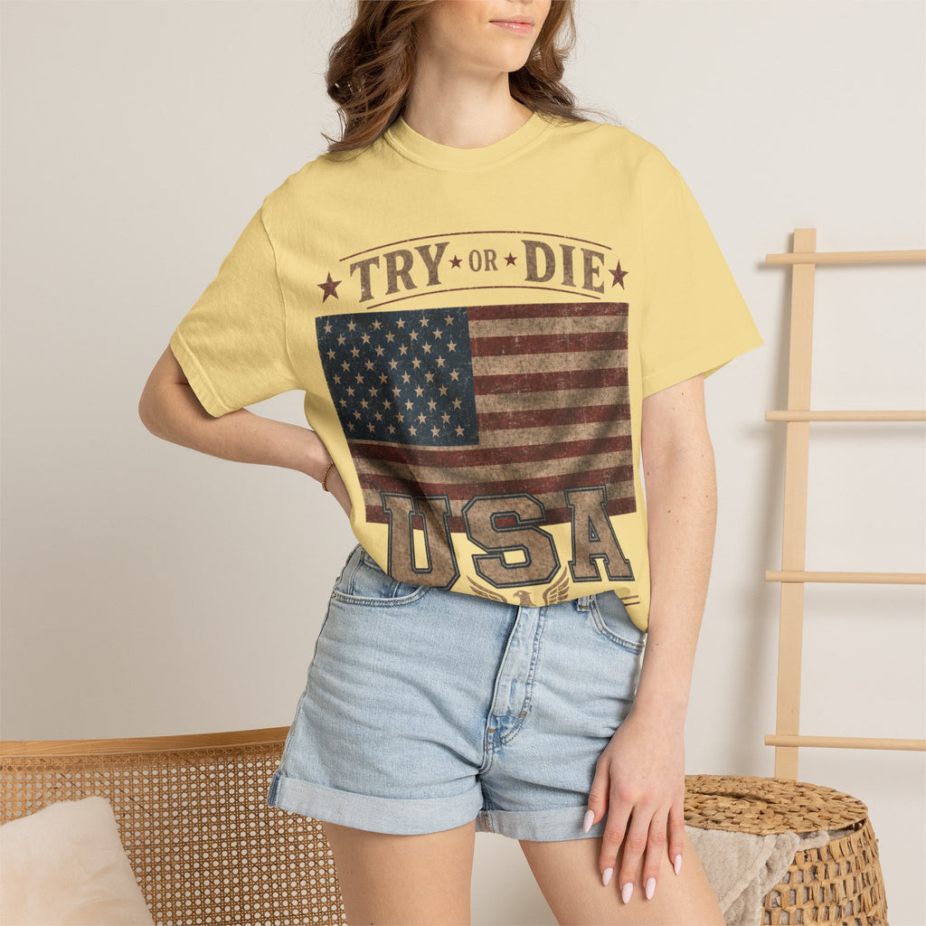 Try or Die USA Vintage Flag T-Shirt