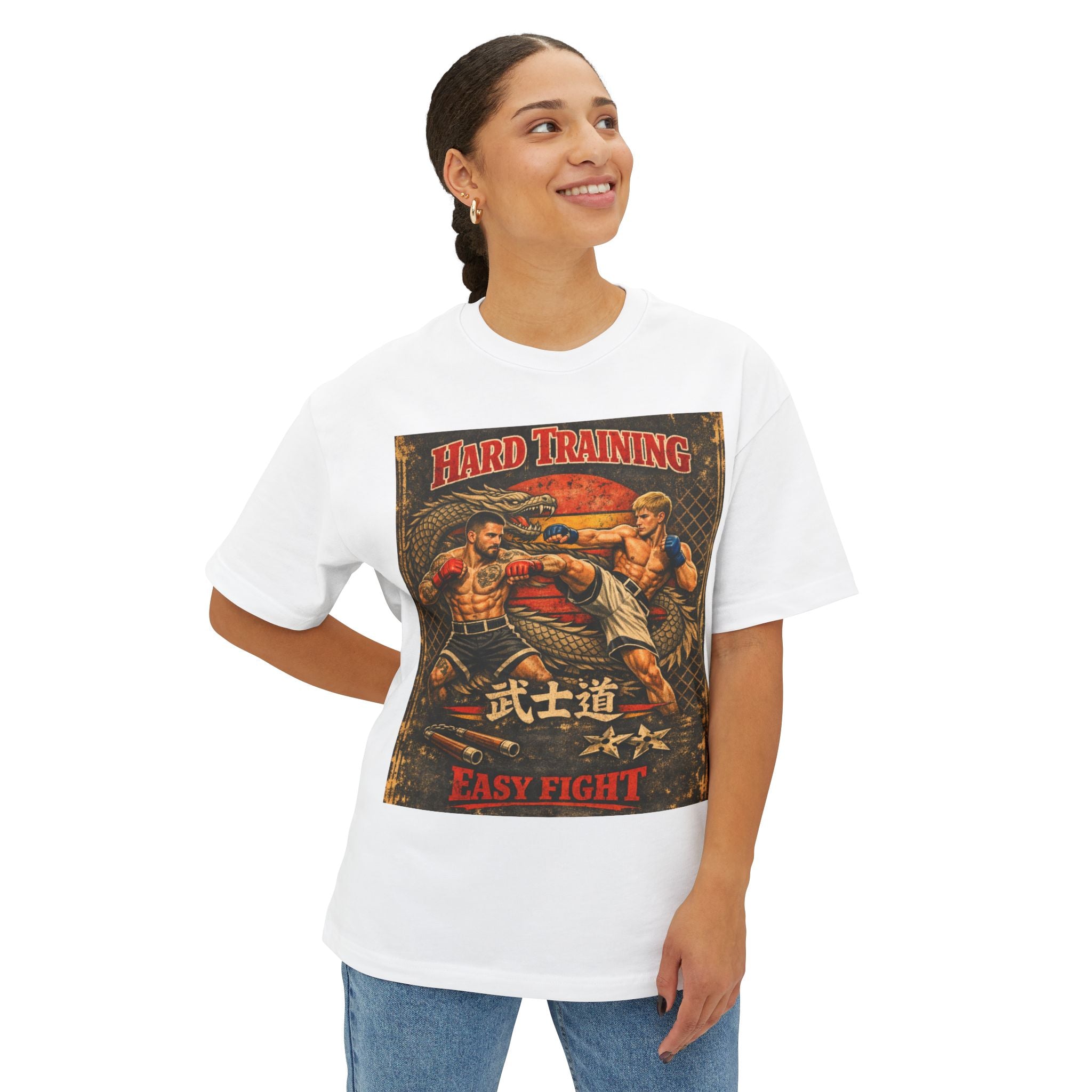 Vintage Try or Die Graphic T-Shirt "Hard Training, Easy Fight"