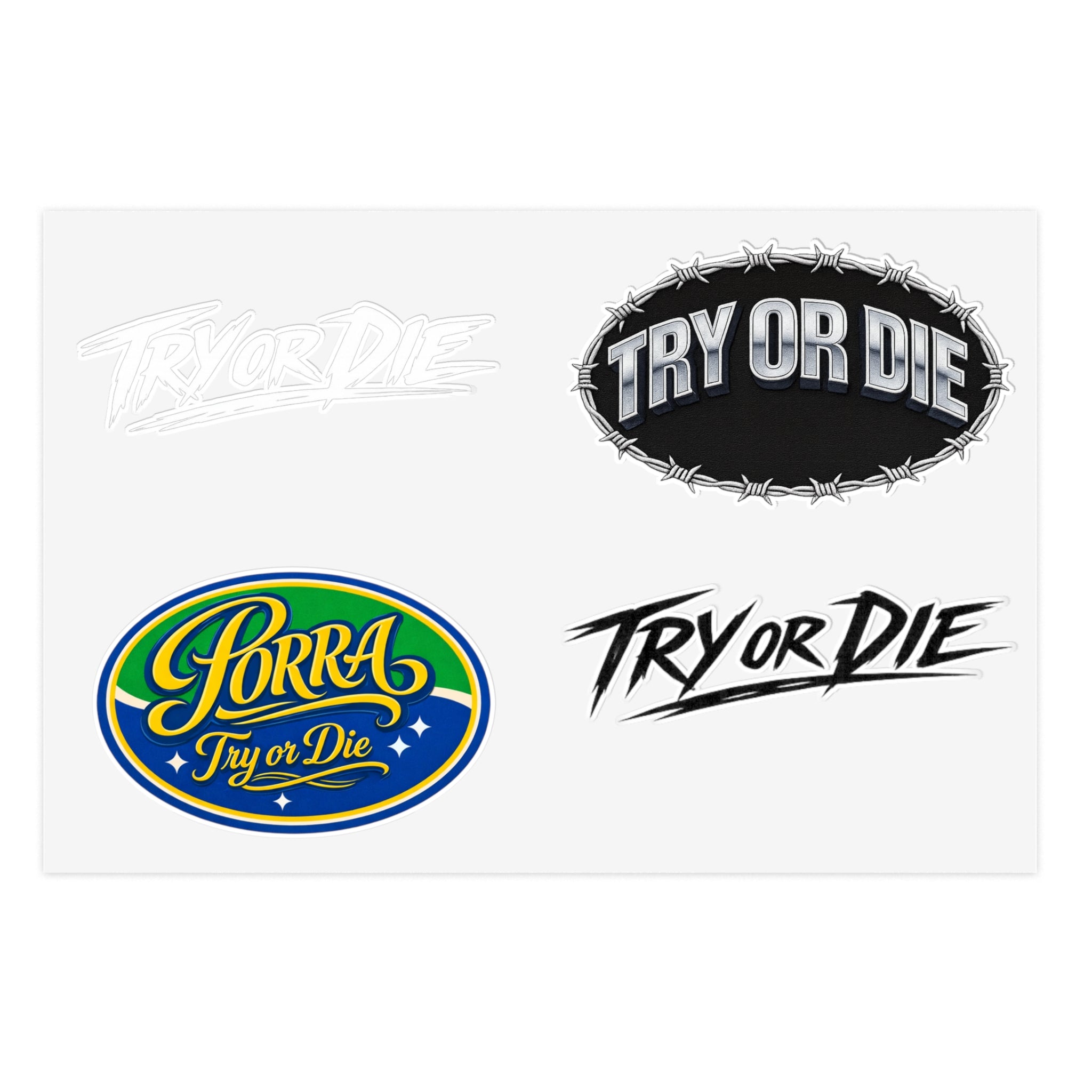 Try Or Die Logo Decals Sticker Sheet (4-Pack)