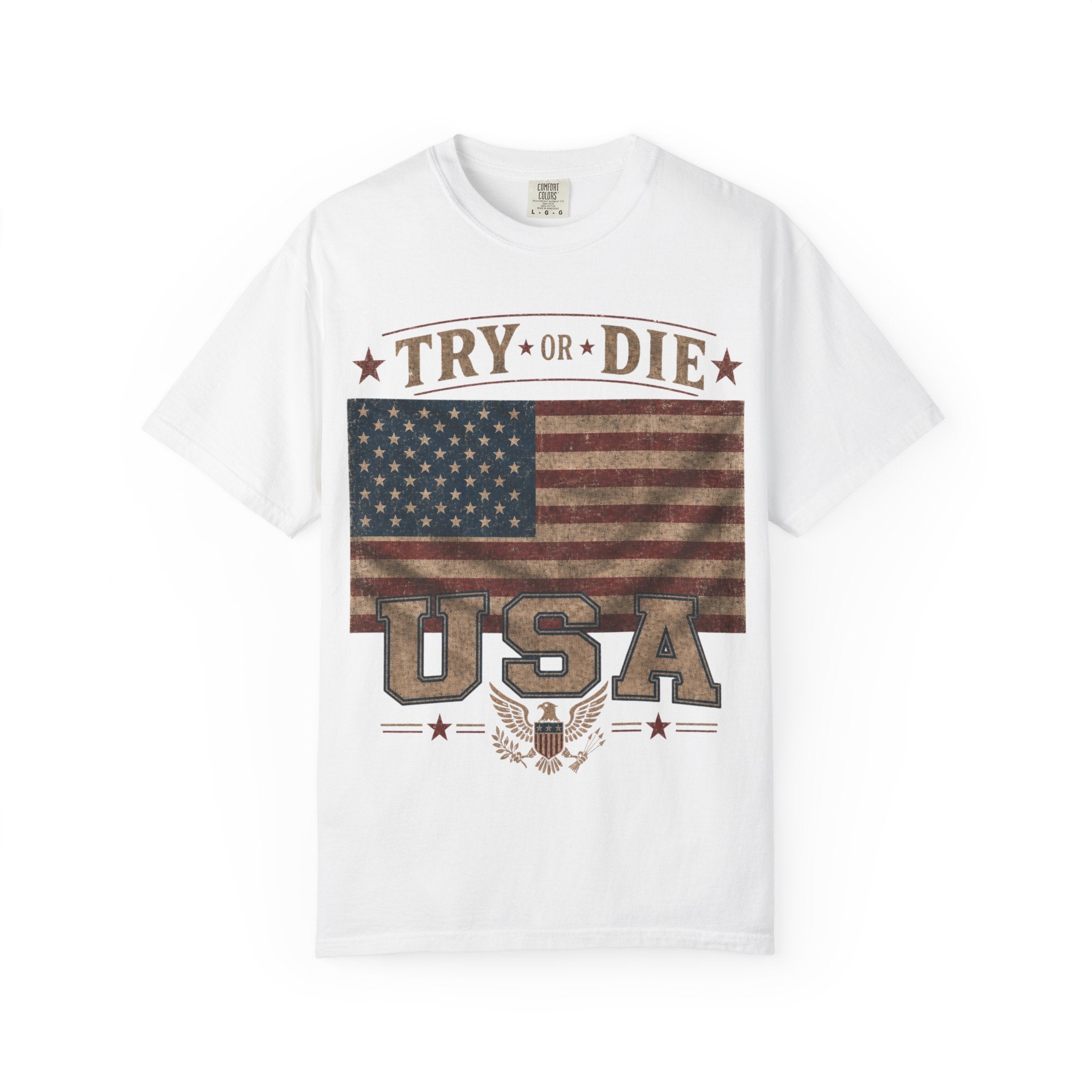 Try or Die USA Vintage Flag T-Shirt