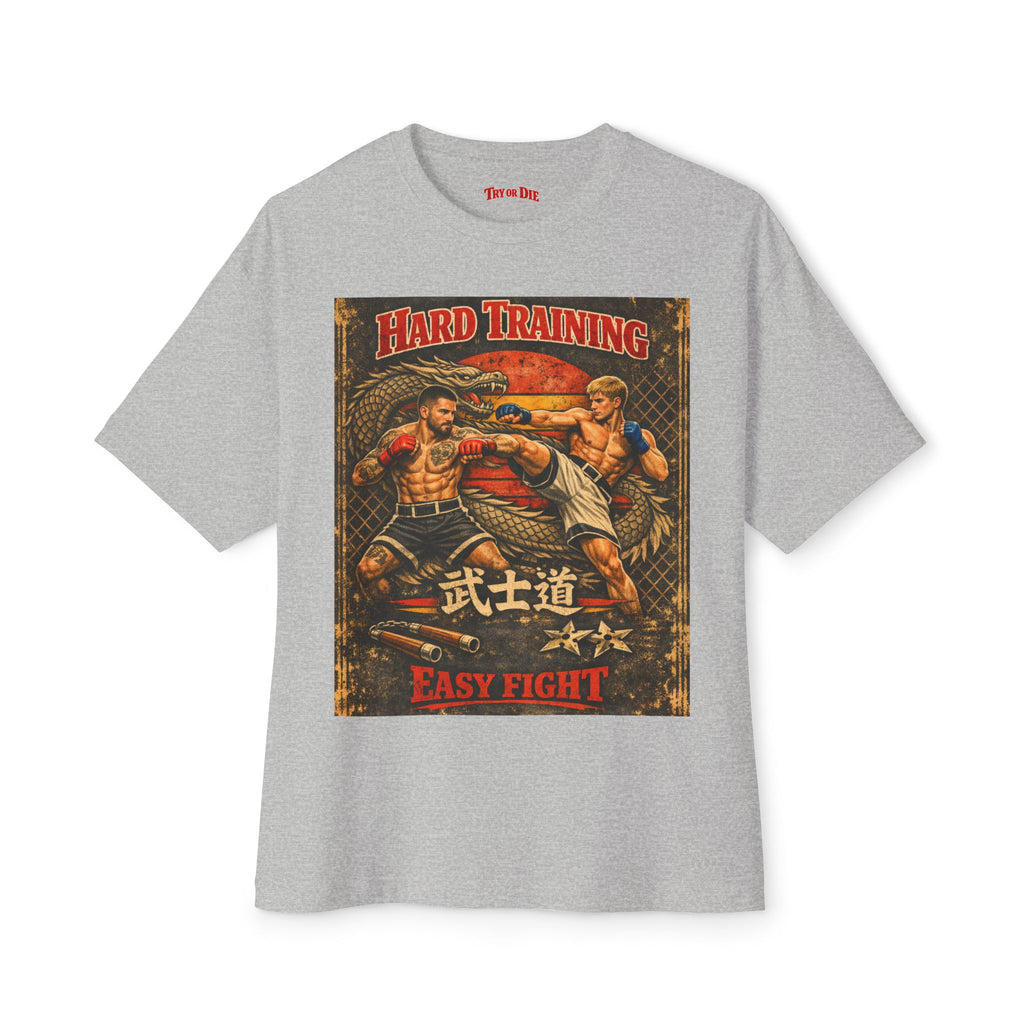 Vintage Try or Die Graphic T-Shirt "Hard Training, Easy Fight"