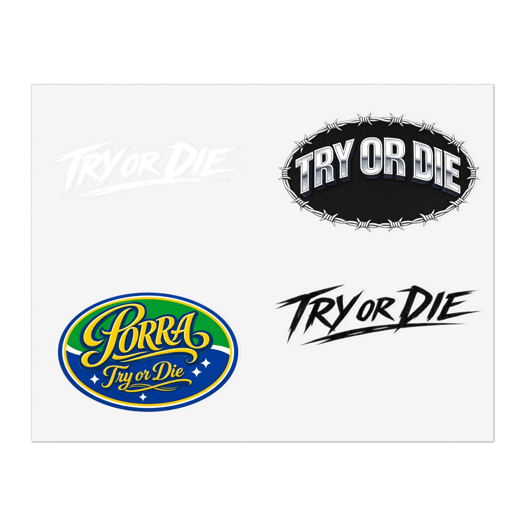 Try Or Die Logo Decals Sticker Sheet (4-Pack)