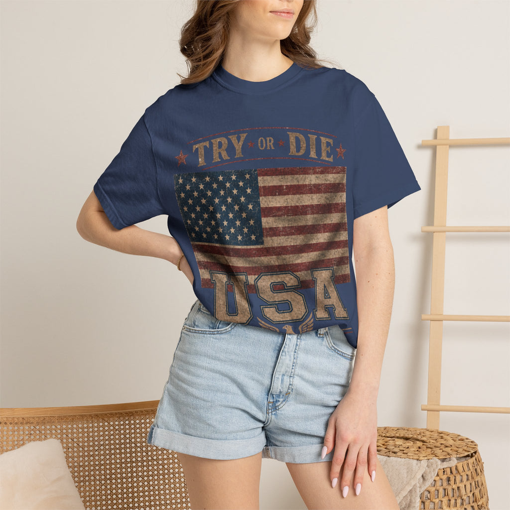 Try or Die USA Vintage Flag T-Shirt