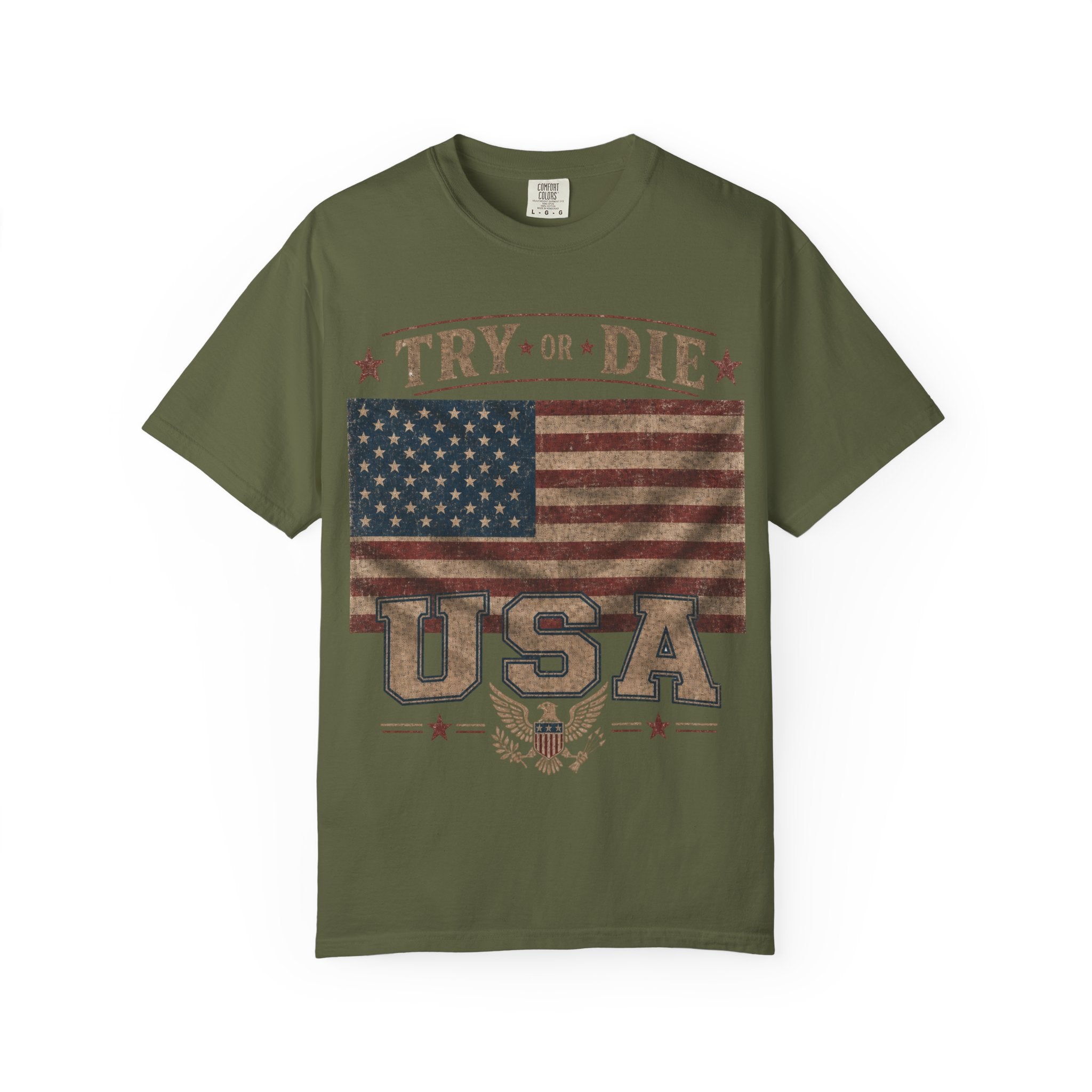 Try or Die USA Vintage Flag T-Shirt