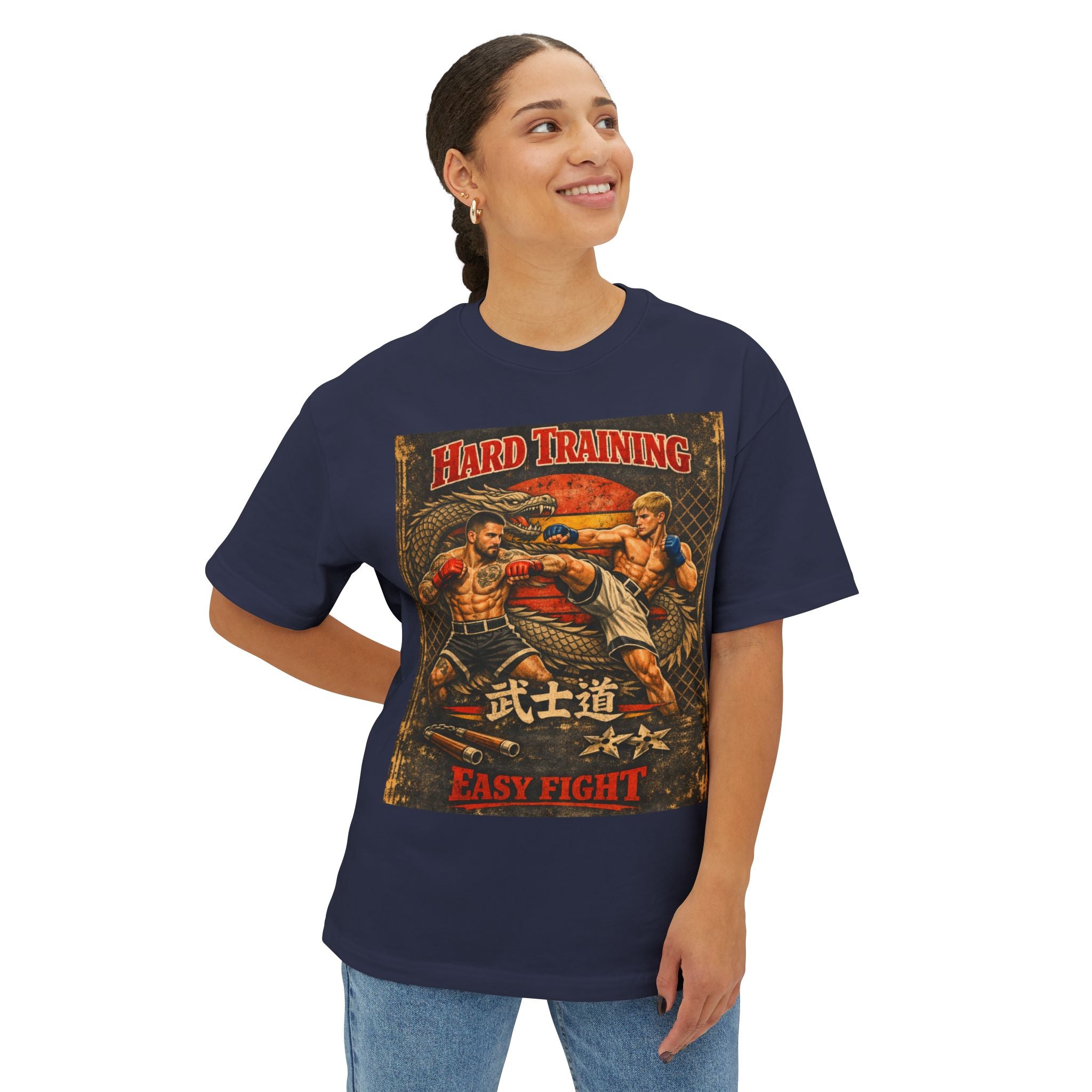 Vintage Try or Die Graphic T-Shirt "Hard Training, Easy Fight"