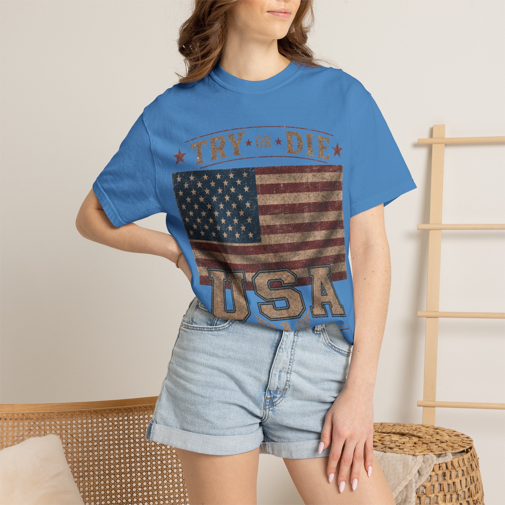 Try or Die USA Vintage Flag T-Shirt