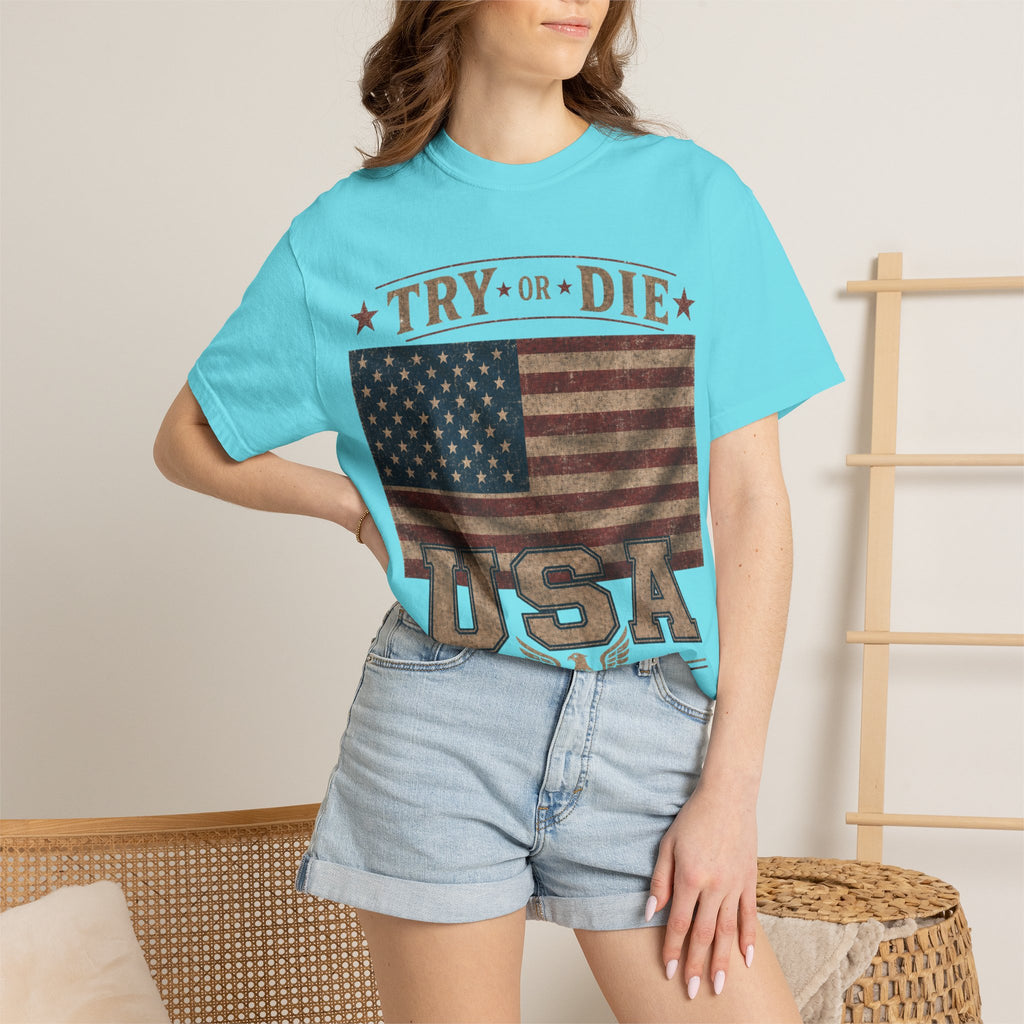 Try or Die USA Vintage Flag T-Shirt