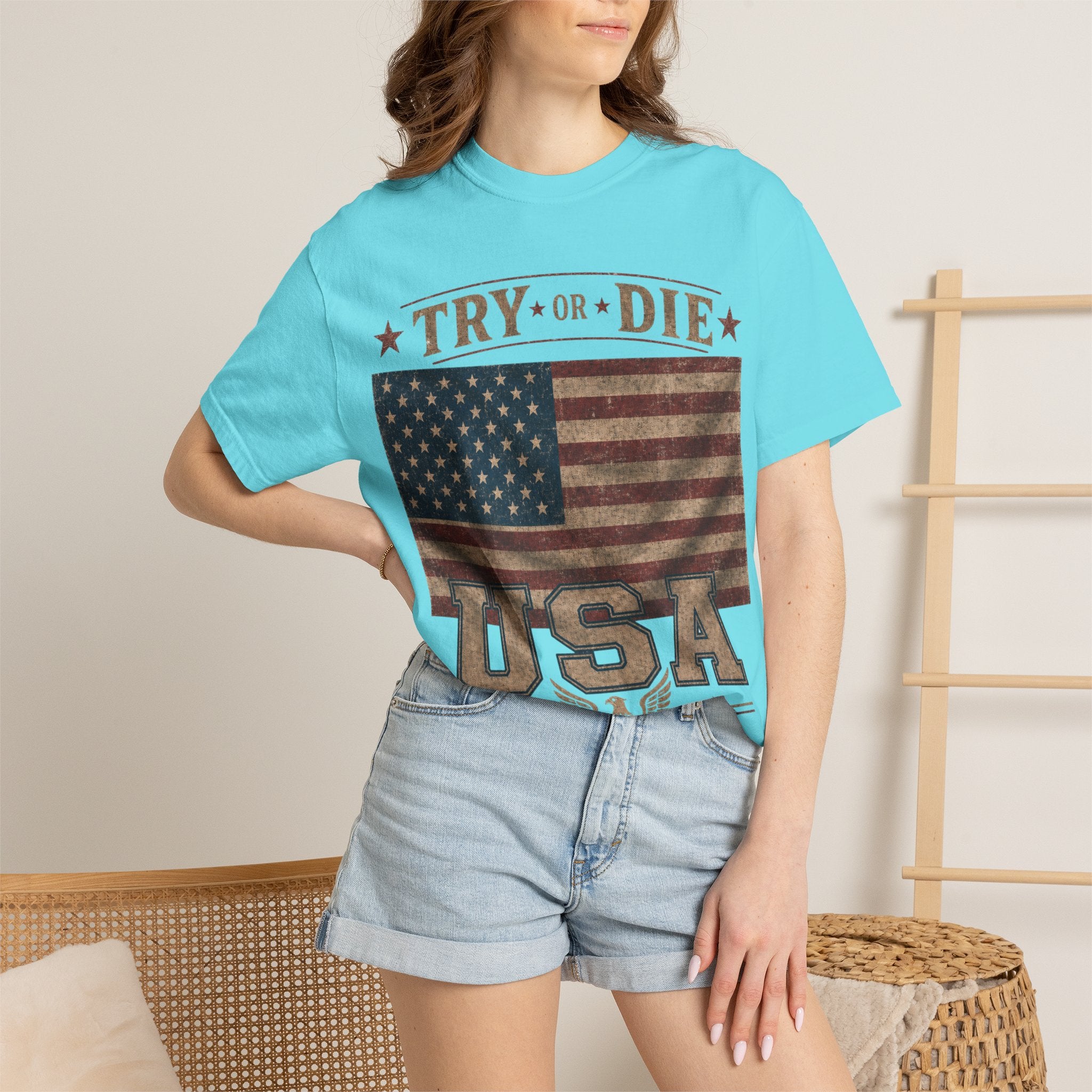 Try or Die USA Vintage Flag T-Shirt