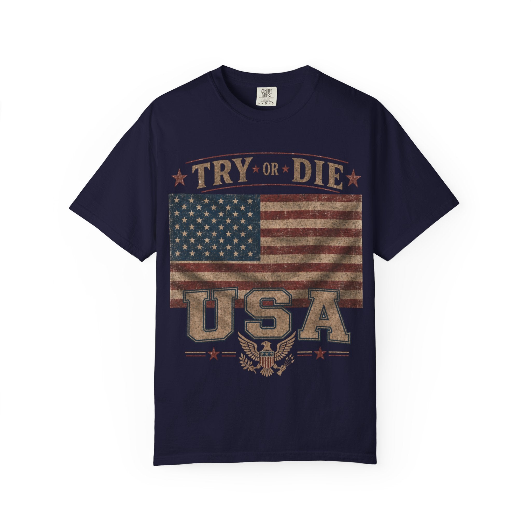 Try or Die USA Vintage Flag T-Shirt