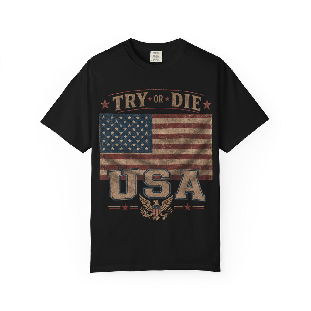 Try or Die USA Vintage Flag T-Shirt