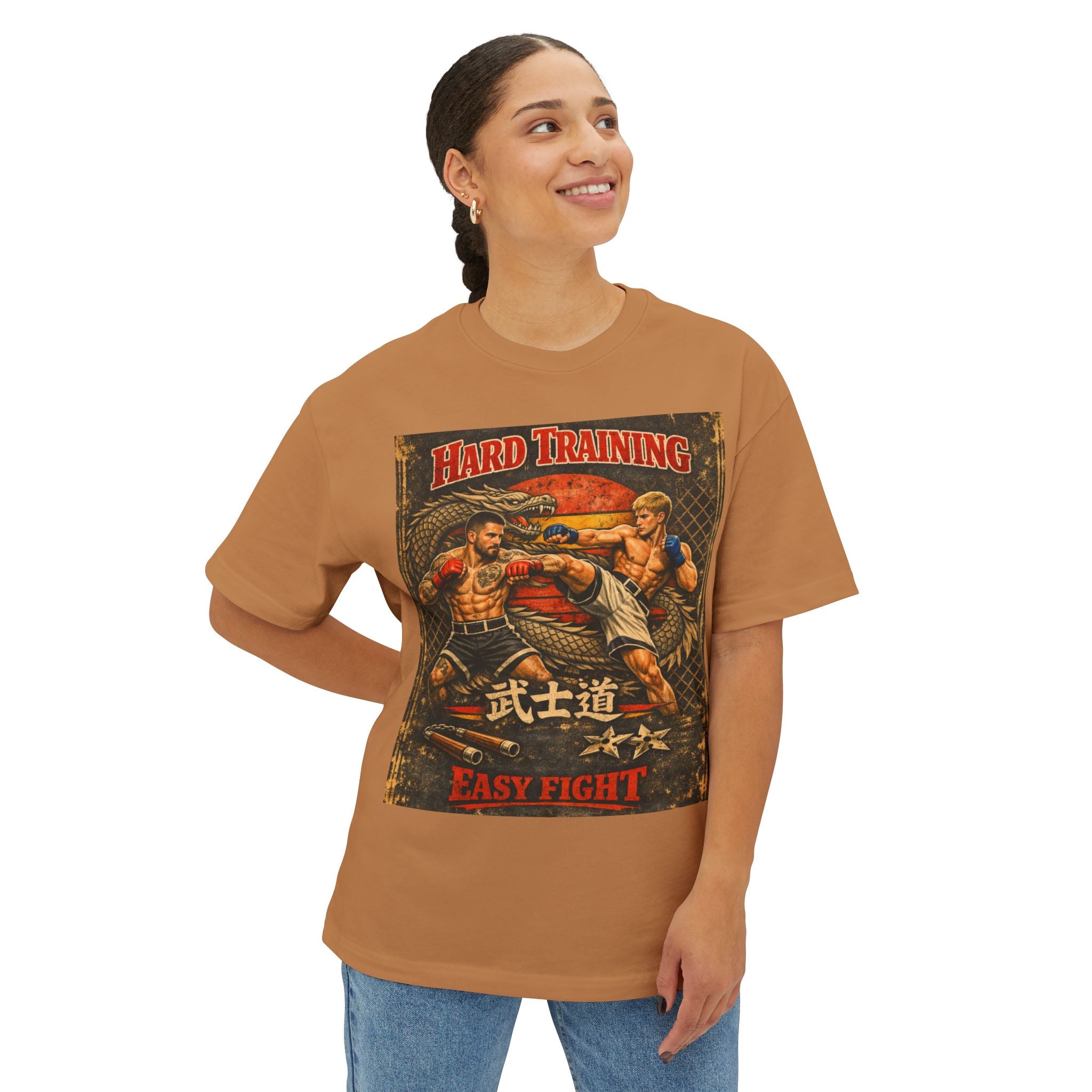 Vintage Try or Die Graphic T-Shirt "Hard Training, Easy Fight"